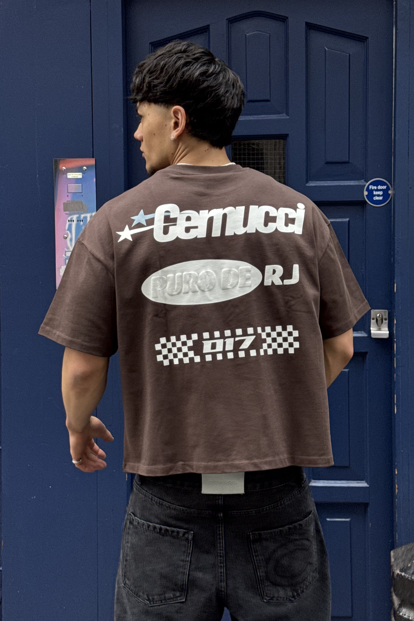 Boxy Motorsports Front & Back Print T-Shirt - Brown